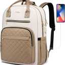 YAMTION Backpack for Women and Teen Girls,School Backpack TSA Laptop Bookbag with USB for College University Students Business Office Work Travel (15.6 inch, Khaki Beige)