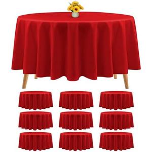10 Pack Premium Round Tablecloth - 90 Inch Red Polyester Table Cloth - Bulk Washable - Fabric Tablecloths - Table Cover for Wedding, Party, Banquet, Buffet, Holiday Dinner