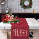 ONWAY Merry Christmas Gold Table Runner Winter Xmas Holiday Kitchen Dining Farmhouse Table Decor for Indoor Outdoor Home Party Decorations 13x72 Inch Red