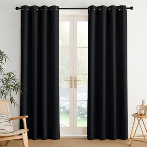 NICETOWN Black Blackout Curtains Bedroom Drapes 84 inch long 2 Panels, Cortinas Thermal Grommet Curtains for Living Room, Noise Reducing Privacy Window Treatment Shades for Nursery, Laundry Patio, W52