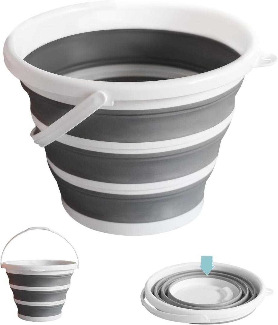 Collapsible Water Bucket (10L / 2.6 Gal)  Portable, Easy to Carry & Store, Ideal for Car Wash, Cleaning, Camping, Fishing and Outdoor Activities with Collapsible Handle Design