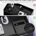 Black Nightstand Set of 2 with Charging Station, Hidden Sliding Top Compartment with USB-C, 2 USB Ports & 2 Outlets, Modern Night Stand with Drawers for Bedroom, 2 Drawer-Inside Charging