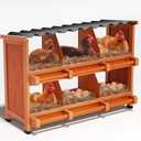 6-Compartment Chicken Nesting Boxes for Laying Eggs, Premium Pine Wood Design Without Sharp Edges, Weather-Resistant Sloped PVC Roof Laying Boxes for Hens, Spacious for Large Breeds