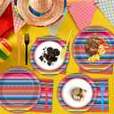 100PCS Mexican Fiesta Plates and Napkins Sets 5 Mayo Plates Mexican Fiesta Party Table Decor Supplies Serape Taco Paper Plate Disposable Tableware Colorful Stripes Pattern for Mexico Taco Party