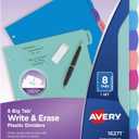 Avery Durable Plastic 8-Tab Write & Erase Big Tab Dividers for 3 Ring Binders, Pastel Brights (16271)