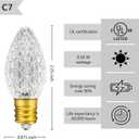 UL Listed Box of 25 C7 Led Replacement Bulbs,2 SMD LEDs in Each C7 Dimmable Lights Bulb for Outdoor String Lights,Full Waterproof and Break Resistant (Sun Warm White)
