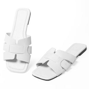 EcooInviv Women's Dressy Casual Flat Sandals, Elegant Comfortable Slip-On Slides with Textured Upper, Versatile Dressy Style for Everyday Wear White, size 39