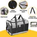 Conlun Cat Carrier Airline Approved, Soft-Sided Dog Carrier with Inner Safety Leash, Pet Transport Carrier for Small-Medium Cats Puppies up to 15 Lbs, Collapsible Travel Kitten Carrier Bag -Gray M