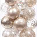 Sea Team Christmas Baubles Set Clear Plastic Shatterproof Multi-Size Decorative Christmas Baubles with Stuffed Delicate Decorations (25 Pieces, Champagne)