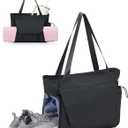 sportsnew Gym Bag for Women, 19L Yoga Mat Bag with Shoe Compartment & Wet Dry Pocket, Gym Tote Bag with Hook-and-loop Yoga Mat Holder, Quick Access Storage, for Workout Travel Pilates Dance