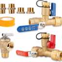 Isolator Tankless Water Heater Valve Kit - Premium 8-Piece All-Brass Flushing & Installation Set for Easy DIY or Pro Use in Garage, Basement, with Pressure Relief Valve (3/4" to 1/2" NPT)