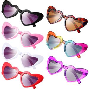 Frienda 7 Pairs Kids Sunglasses Heart Shaped for Girls, Toddler Glasses Vintage Sunglasses for Beach Holiday Party