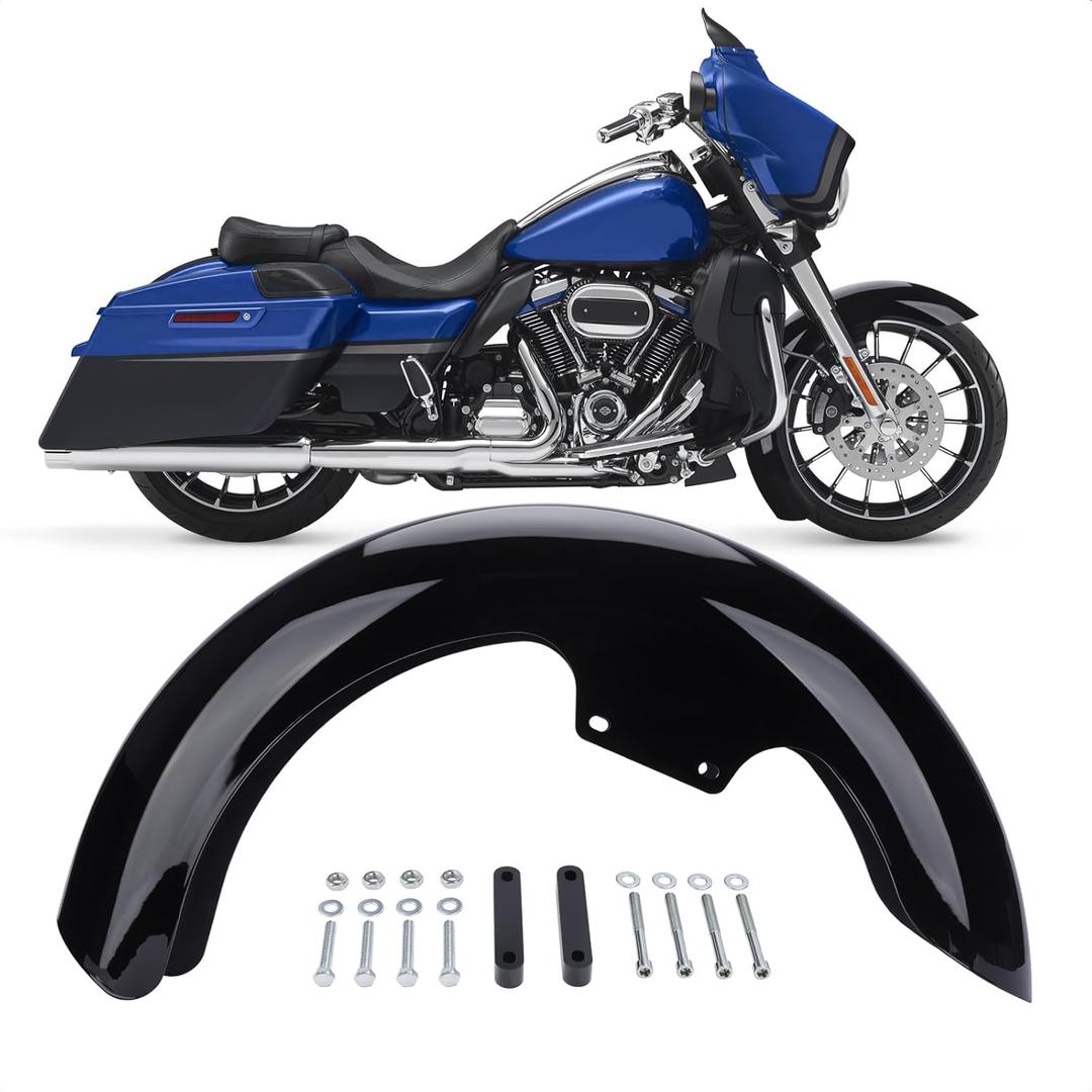 Motorcycle 17" Wrap Front Fender Mudguard for Harley Touring Electra Glide Road Glide Road King Street Glide Gloss Black ABS Plastic