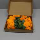 36 Pcs Artificial Flowers Chrysanthemum Ball Flower Orange Fake Silk with Stems Ball Bouquet Fake Mums Floral for Mexican Day Home Decor Table Centerpiece Parties