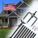 LETSTRY 12 FT In-Ground Flag Pole for Outside House, Heavy Duty Wind Resistant Flagpole with Upgraded 5-Prong Base,Portable Mount Flapoles Kit for Yard, Garden Decor, Residential Commerical, Black