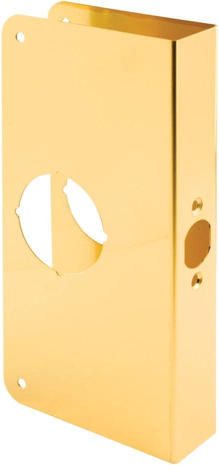 Prime-Line U 9549 Brass Lock and Door Reinforcement Plate for 1-3/8 In. Thick Doors, Brass Finish (Single Pack)