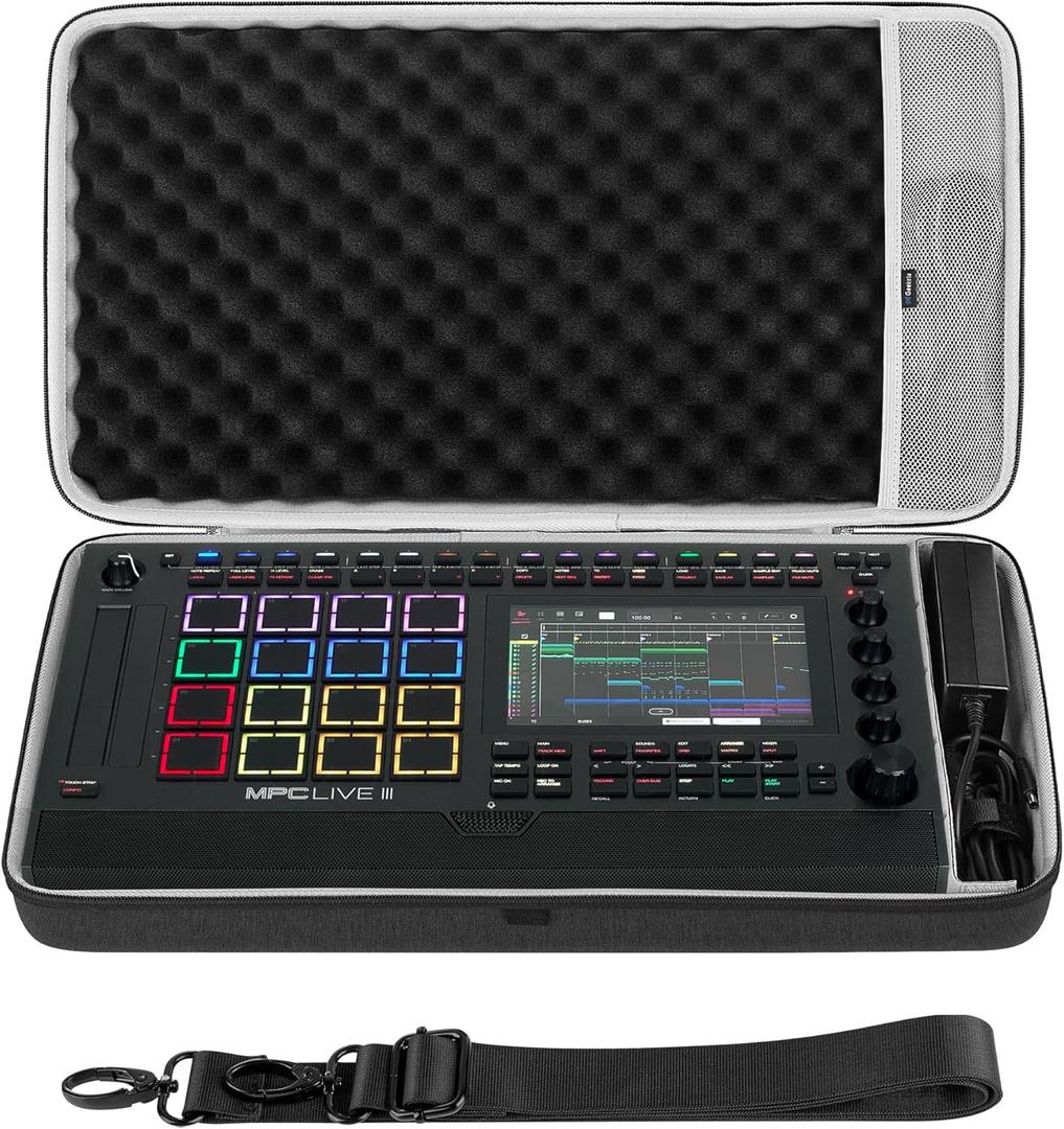 GEEKRIA Audio Interface Carrying Case, Compatible with Akai Professional MPC Live III, EVA Hard Shell Portable Travel Bag (Dark Gray)