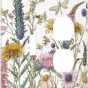 Light Switch Cover Plate Botanical Wildflowers Dragonfly Colorful Floral 2 Gang Decorative Switch Plates 1 Toggle Duplex Combo Outlet Covers GFCI Wall Plates for Bathroom Bedroom Decor