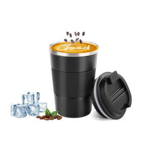 YINBAOGE Insulated Travel Coffee Mug, Spill & Leak Proof, Portable To Go Camping Stainless Steel Coffee Tumbler, Reusable Thermal Coffee Cup with Lid for Hot & Cold Drinks (Black, 12 OZ)