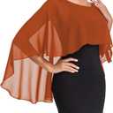 Sheer Shawls and Wraps for Evening Dresses Chiffon Capes for Women Soft Wedding Cover Up (Burnt Orange)