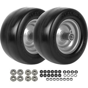 AR-PRO (2-Pack) 11x6.00-5 Flat Free Tire and Wheel - Universal 11x6-5 Solid Rubbe Riding Lawn Mower Tire with Rim - With 5.3"-7.5" Centered Hub and 3/4" Bearings - Fit Most Zero Turn Mowers