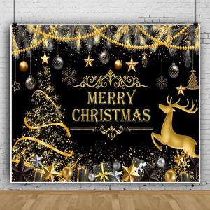 10x10ft Merry Christmas Backdrop Black and Golden Christmas Backdrops for Photography Background Abstract Glitter Luxurious Xmas Theme Holiday Party Decorations Photo Booth Props Portrait Photoshoot (Grey)