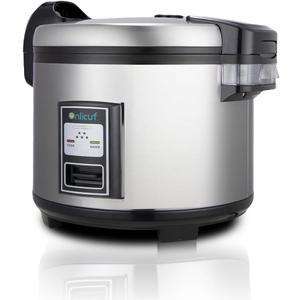 Commercial Rice Cooker 35 Cups Uncooked (70 Cups Cooked) with Stainless Steel Exterior,Large Rice & Grain Cooker for Restaurant,Double Protection,Silver