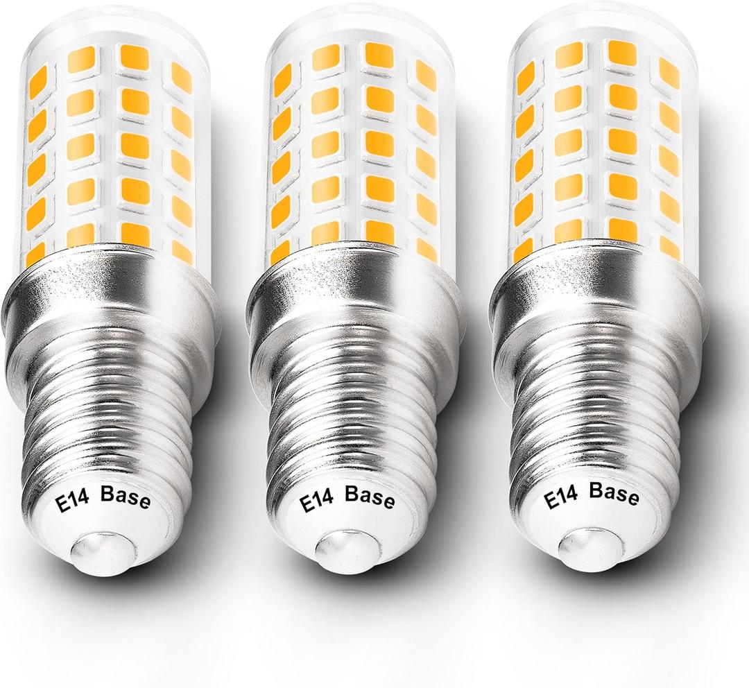 E14 LED Bulb AC100V-265V Warm White 2700K 450lm 4W Equivalent 40W T6 C7 E14 European Base LED Bulb Replace Turkish Mosaic Lamp Chandeliers Pendant Ceiling Fan Bulb Cooker Hood Bulb,Non-Dimmable,3 Pack