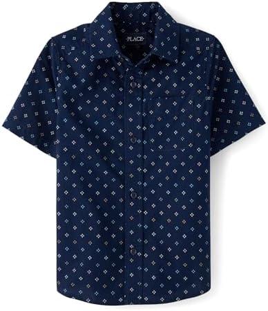 The Children's Place boys Short Sleeve Button Up Shirt L