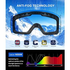 Ski Goggles for Men Women Youth, OTG Snowboard Goggles/Snow Goggles with UV Protection and Anti Fog Over Glasses