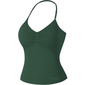 VOYJOY Impact Longline Strappy Top Workout Tank Tops for Women Impact Gym Sports Bra Camis (Medium, Eden Green)