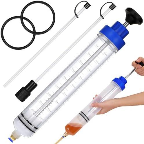 Gisafai 500cc Fluid Extractor Automotive Pump Manual Oil Extractor Pump Syringe for Gasoline Hand Cleaner for Power Steering, Hydraulic Fluid(Blue)