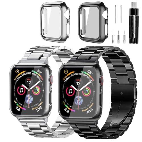 REASDEN Stainless Steel Band and Case Compatible With Apple Watch Iwatch Ultra Series 11 10 9 8 7 6 5 4 3 2 1 SE 49mm 45mm 46mm 44mm 42mm 41mm 40mm 38mm,Men Women Classic Classy Metal Business