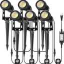 CPLIRIS Outdoor Landscape Lighting, LED Spot Lights Kit for Garden, Yard, House, Lawn, Tree, Flags, Fence Use, Warm White 2700k-3300k, IP67 Waterproof & Connectable - 6 Pack