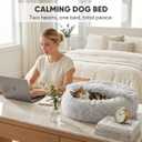Himax Small Cat & Dog Bed with Cover, Calming Dog Bed for Small Dogs,Anti-Anxiety Donut Dog Bed with Attached Blanket,Washable Round Fluffy Pet Bed (20"/26"/35")Light Grey