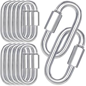 30-Pack M10 Quick Links Screw, 4Inch Threaded Quick Chain Link Connectors, 3/8 Heavy Duty Locking Carabiners, 2000 LBS Capacity Anti-Rust Chain Hooks for Towing, Swings, Shade Sails and Bird Toys (Silver)