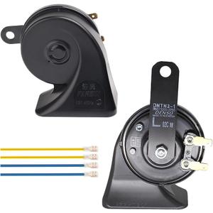 Car Horn Truck Horn 12V Horn Waterproof High Low Tone Universal Fit Super Loud Electric Snail Kit Replacement (Black air horn)