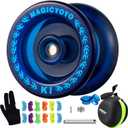 MAGICYOYO K1 Professional Responsive Yoyo for Kids 8-12, Hubstacks Yo-yo for Kids, Dual Purpose Yoyo with Unresponsive Bearing, Storage Bag + 12 Strings +Yo-Yo Glove +2 Yo yo Hubstacks (Dark Blue)