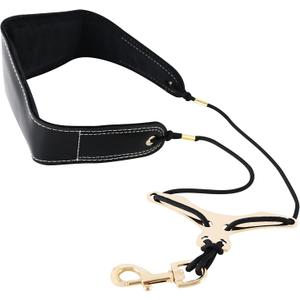 RANMING Saxophone Neck Strap Leather Saxophone Strap Pad Adjustable length Alto Sax Neck Strap for Soprano Tenor Sax and Clarinets Oboes(Black)