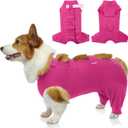 IECOii Dog Onesie for Surgery, Dog Surgery Suit Female Spay Recovery Suit for Medium Size Dog, Dog Recovery Suit Male Pet Abdominal Anti Licking Shirt, Dog Bodysuit Alternative to Cone E-Collar, M-Rosered