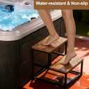 Hot Tub Steps, 2 Step Wooden Step Stool for Adults & Kids, 500 LBS Capacity Heavy Duty Bed Steps for High Beds, Sturdy Metal Frame Stepping Stool for Kitchen, Bathroom, RV