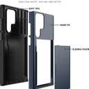 Nvollnoe for Samsung S22 Ultra Case with Card Holder 5G 6.8 inch Slim Dual Layer Heavy Duty Protective for Galaxy S22 Ultra Case Hidden Card Slot Wallet Case for Samsung S22 Ultra(Blue)