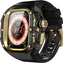 Rugged Case with Band Compatible with Apple Watch Ultra 3/2/1 49mm, [ECG Function Supported] Metal Bumper Protective Cover with One-Click Pop-Up Design,Sport Strap for Men