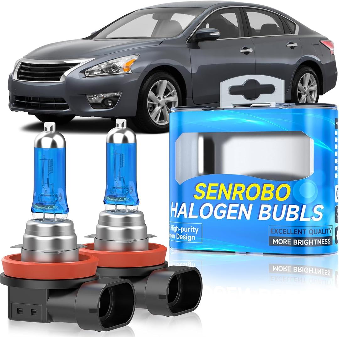 Halogen Headlight Bulbs Fit for Nissan Altima 2007-2018, H11/H9/H8 Low Beam Headlight Replacement Bulb, Super Bright 5000K White, Plug and Play, Pack of 2