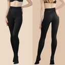 RubyRunk Fleece Lined Tights for Women, Warm Pantyhose leggings Women, Thermal Opaque Tights for Winter (Black)