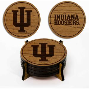 LazerEdge Indiana Hoosiers Wooden Coaster Set - Cherry Wood - Officially Licensed Product - 4-Pack
