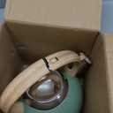 Poliviar Tea Kettle, 2.7 Quart Seaweed Green Finish with Wood Pattern Handle Loud Whistle Food Grade Stainless Steel Teapot, Anti-Hot Handle and Anti-Rust, Suitable for All Heat Sources (JX2020-SB30)