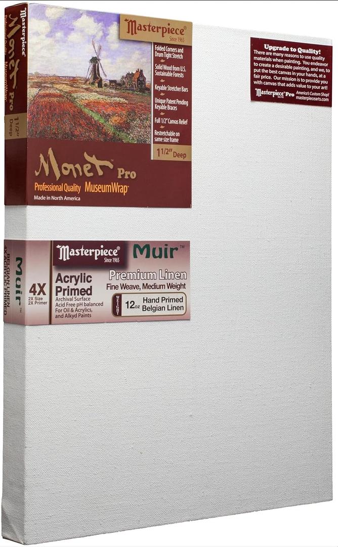 MASTERPIECE Z1MA-3640 Monet Pro 1.5" Deep Muir Belgian Linen 12.0 oz Acrylic Primed Stretched Canvas 36" x 40"