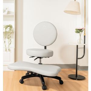 Meditation Chair with Reclining Backrest, Adjustable Height & Leg Rest  Ergonomic Criss Cross & Cross Legged Office Chair with Wheels for ADHD, Kneeling & Yoga Soul Seat (Grey)