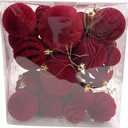 Burgundy Flocked Christmas Tree Ornament Set 36pcs Velvet Christmas Ball Ornaments Set Shatterproof Plastic Balls Assorted Sizes Baubles or Holiday Party Home Decor (A, 8CM)